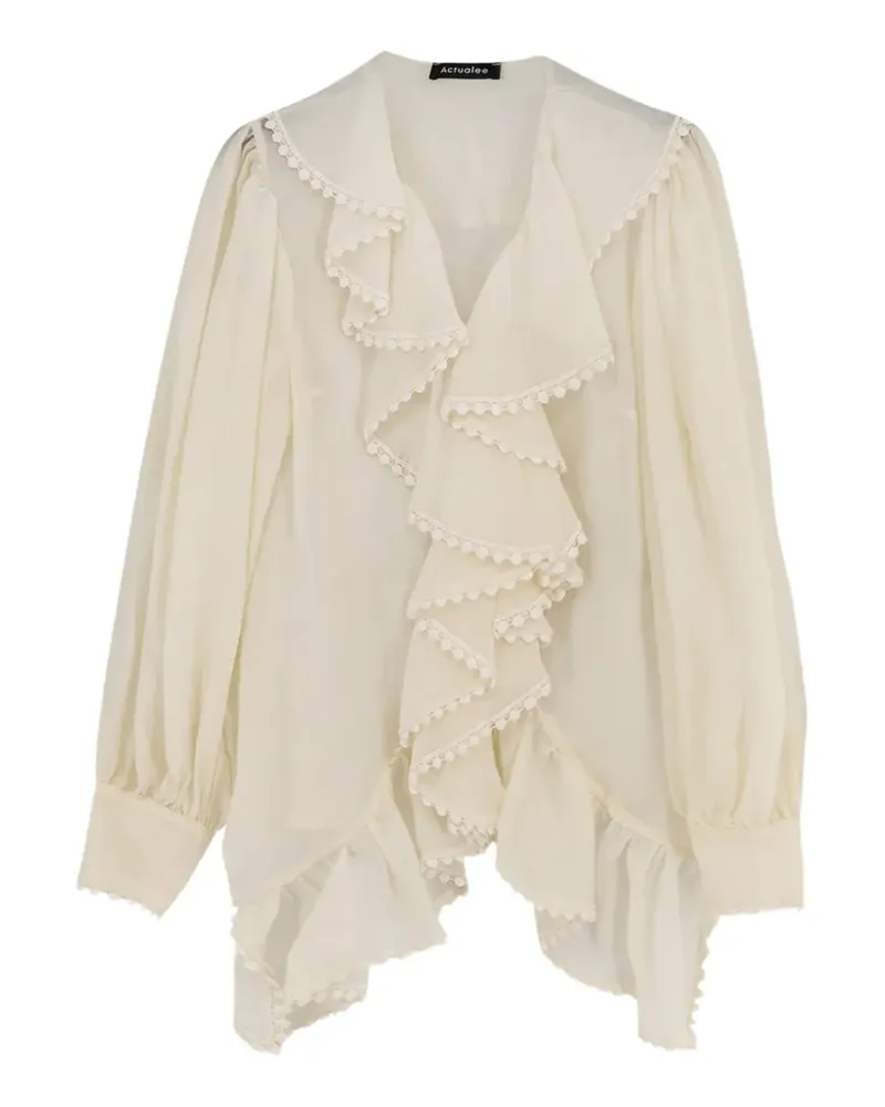 ACTUALEE ruffled embroidered-trim shirt - Nude Nude