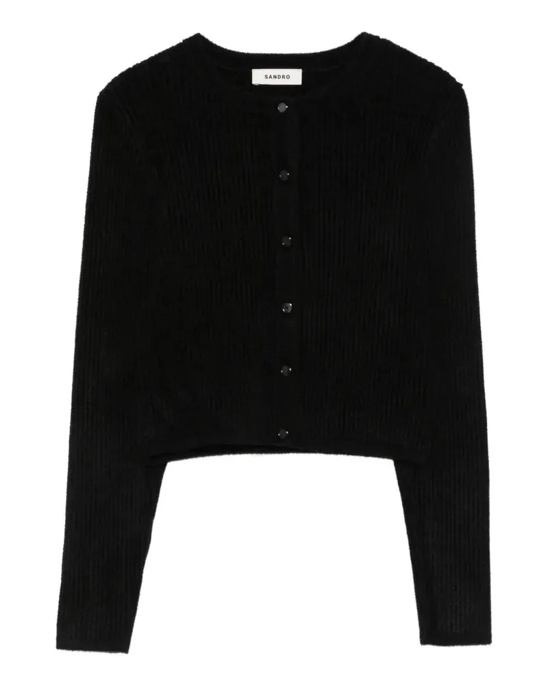Sandro Gerippter Cropped-Cardigan - Schwarz Schwarz