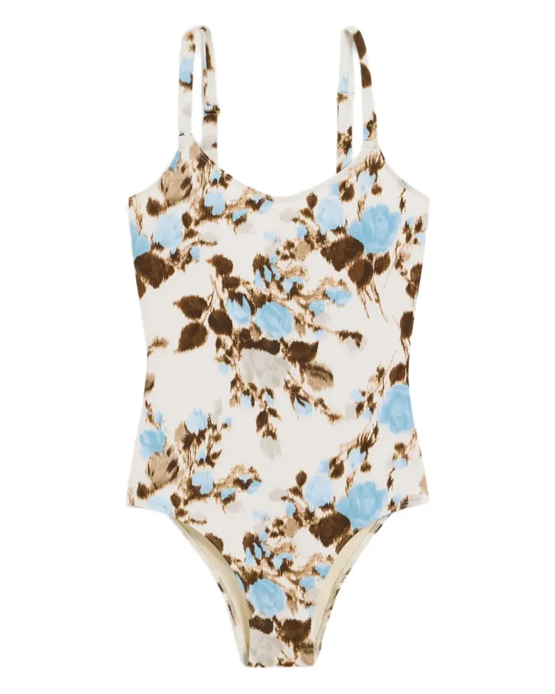 AMI Paris Badeanzug mit Blumen-Print - Nude Nude