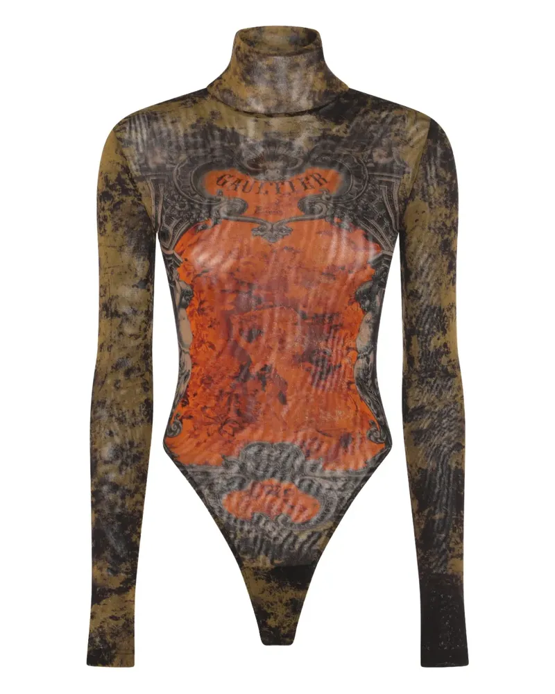 Jean Paul Gaultier Body mit grafischem Print - Schwarz Schwarz