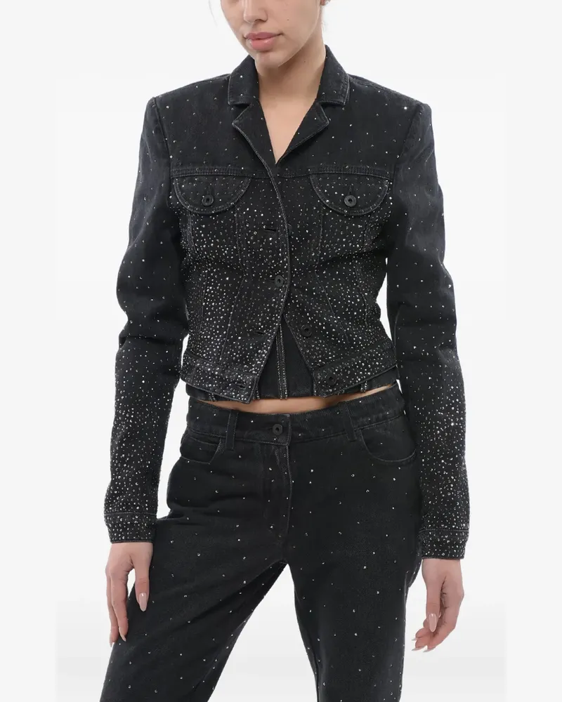 OFF-WHITE Cropped-Jacke mit Strass - Schwarz Schwarz