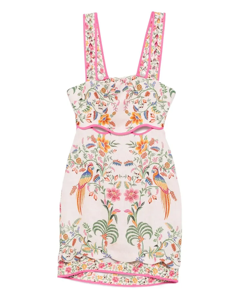 FARM Rio Minikleid mit Blumenstickerei - Rosa Rosa
