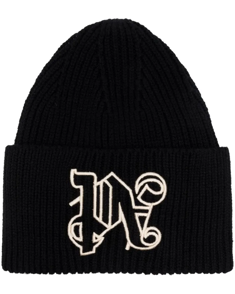 Palm Angels Beanie mit aufgesticktem Monogramm - Schwarz Schwarz