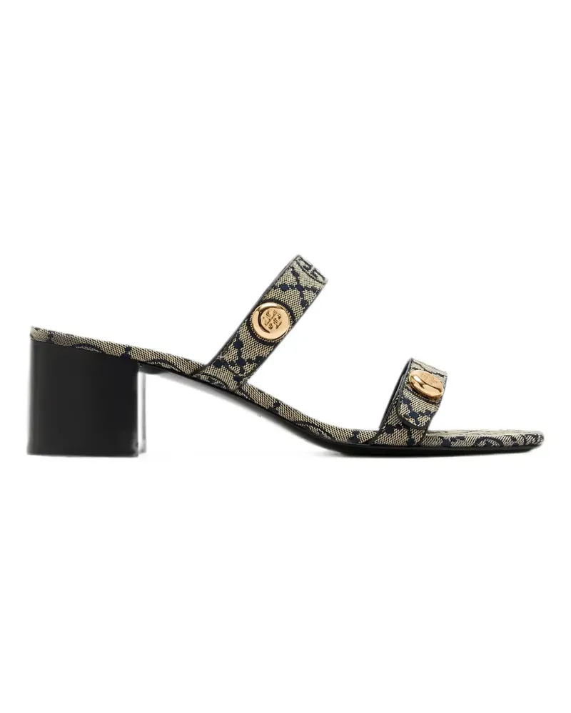 Tory Burch Romy T Monogram button-embellished sandals - Nude Nude