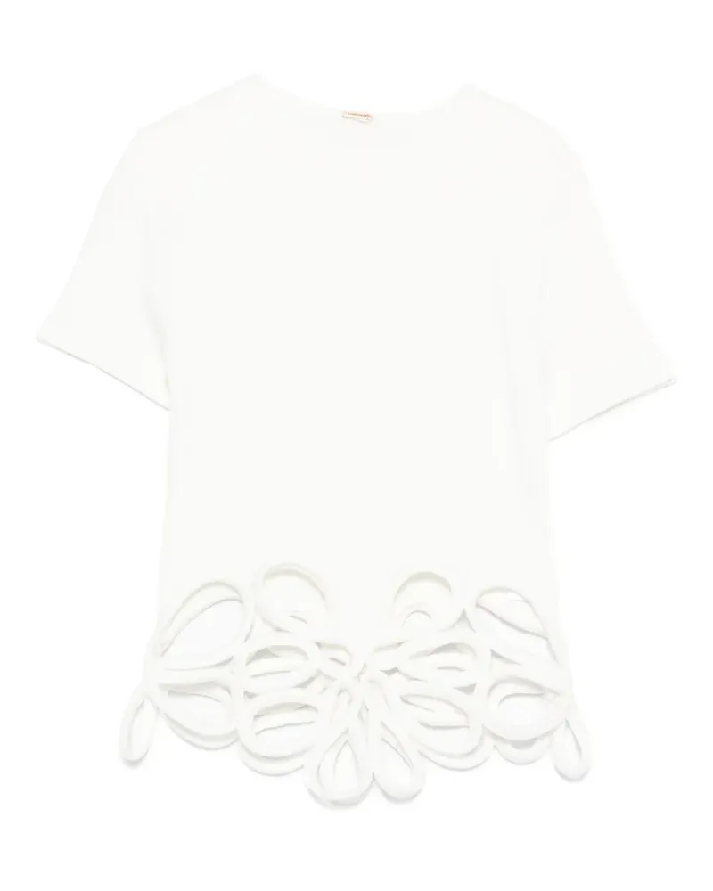 Cult Gaia T-Shirt mit Blumenspitze - Weiß Weiß
