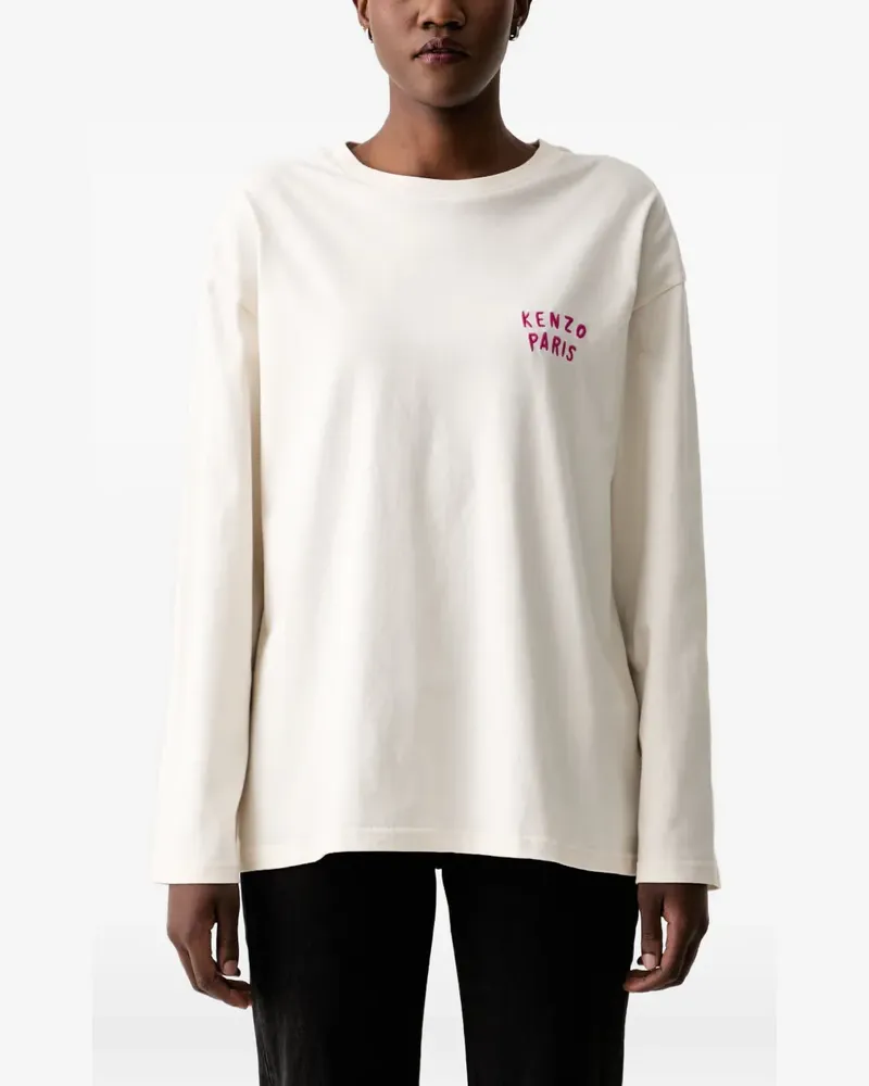 Kenzo Boke Heart Langarmshirt mit Logo-Stickerei - Weiß Weiß