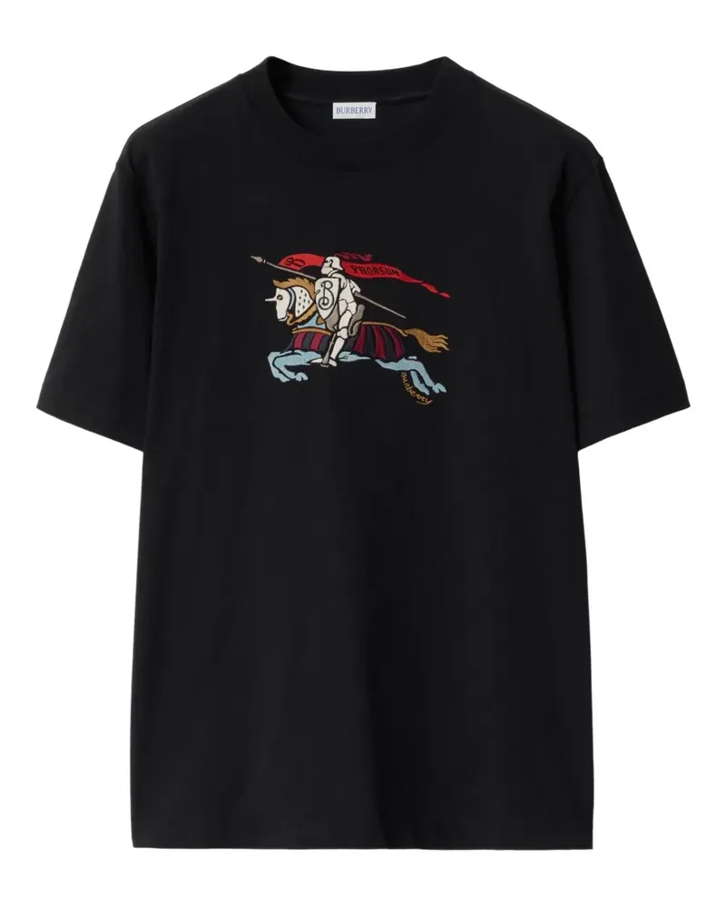 Burberry T-Shirt mit Equestrian Knight-Stickerei - Schwarz Schwarz