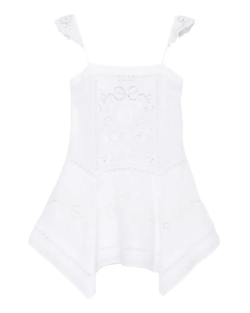 Self-Portrait lace trim mini dress - Weiß Weiß