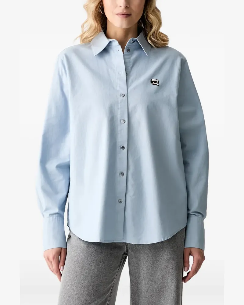 Karl Lagerfeld logo-patch button-down shirt - Blau Blau
