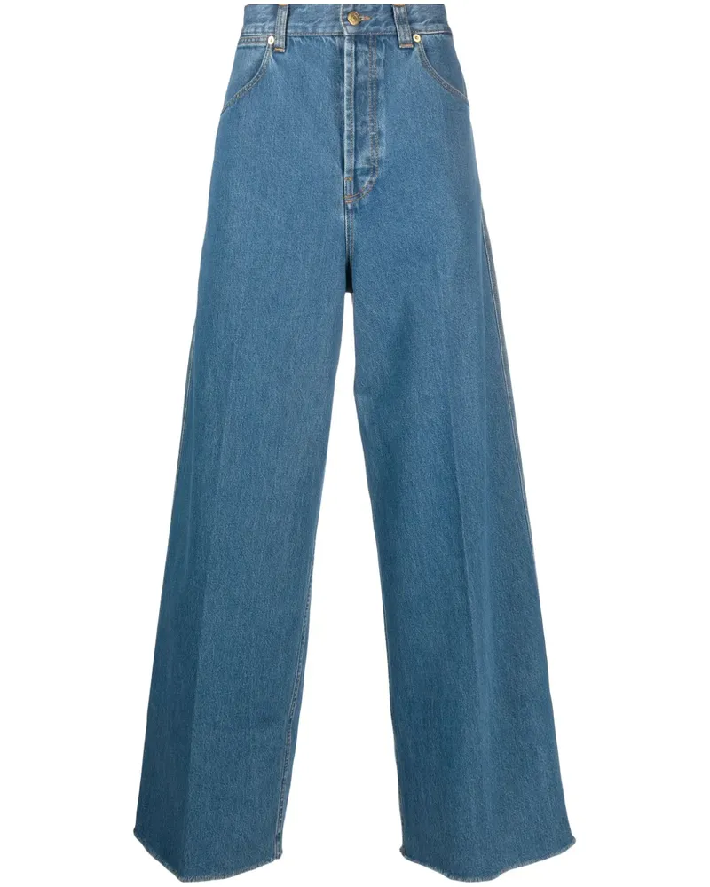Gucci Wide-Leg-Jeans mit Bügelfalten - Blau Blau