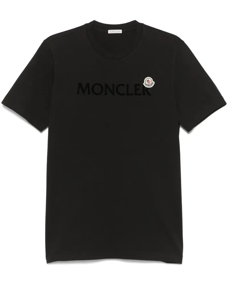 Moncler T-Shirt mit beflocktem Logo - Schwarz Schwarz