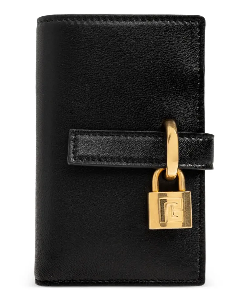Balmain padlock-detail calf leather wallet - Schwarz Schwarz