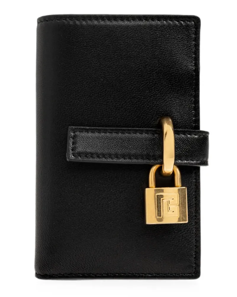 Balmain padlock-detail calf leather wallet - Schwarz Schwarz