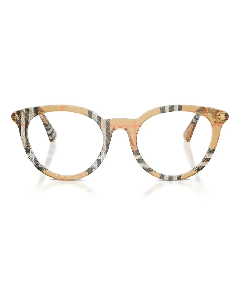 Burberry Runde Brille mit Karomuster - Nude Nude