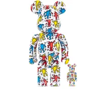 x Keith Haring BE@RBRICK #9 100% & 400% Figuren-Set - Weiß