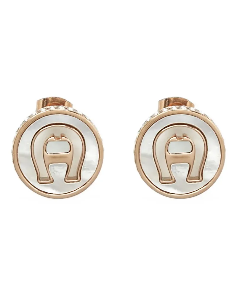 Aigner Perlmutt-Ohrringe mit Logo - Rosa Rosa