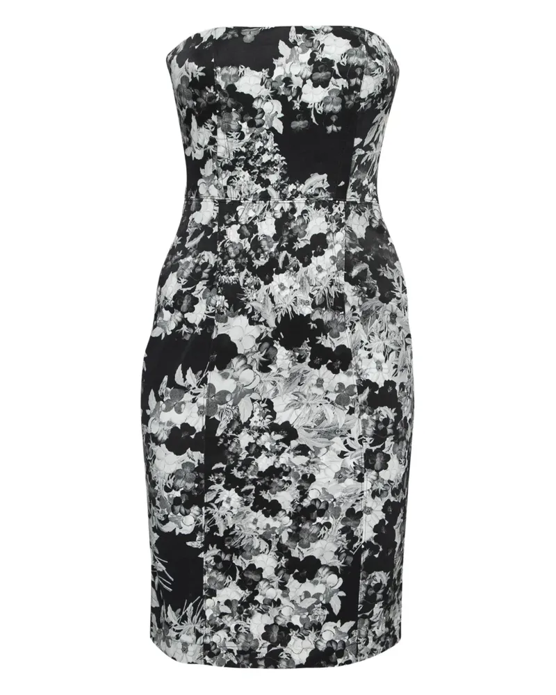 Erdem Midikleid mit Blumen-Print - Schwarz Schwarz