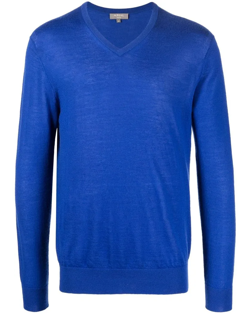 N.Peal The Conduit Pullover mit V-Ausschnitt Blau