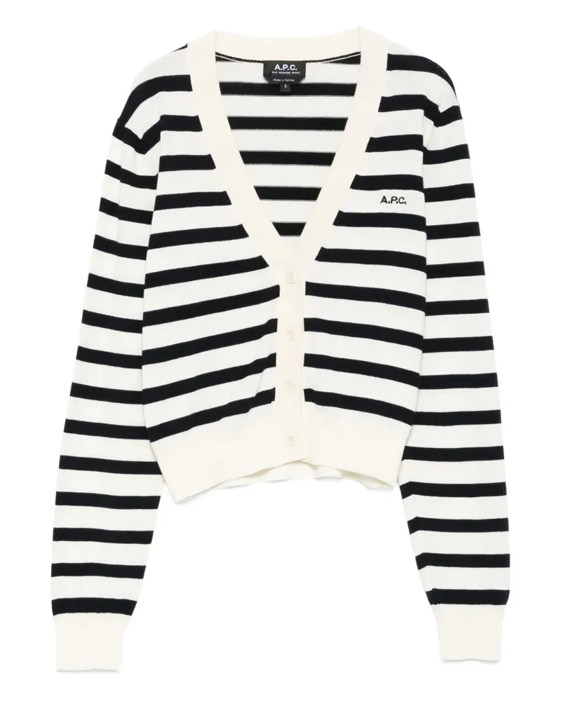 A.P.C. Gestreifter Gaëlle Cardigan mit Knöpfen - Weiß Weiß