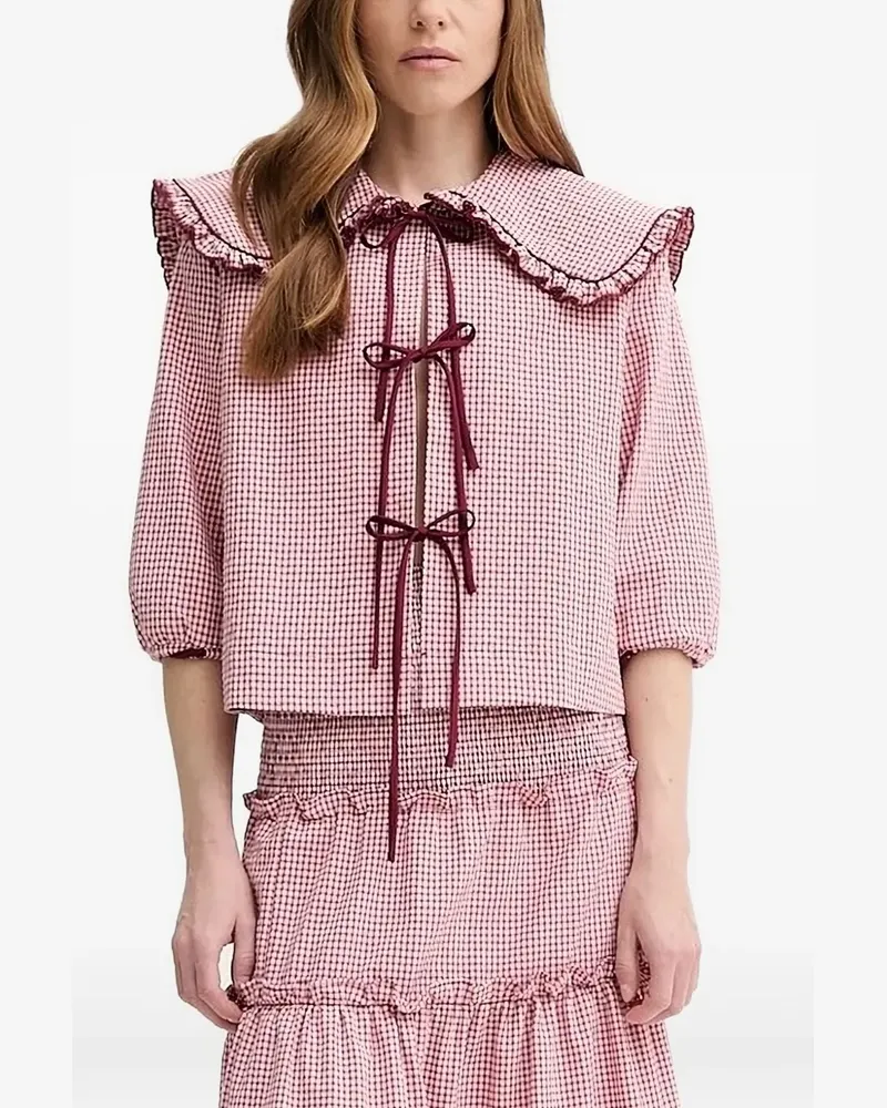 Alohas Gerüschte Airi Bluse mit Vichy-Karo - Rot Rot