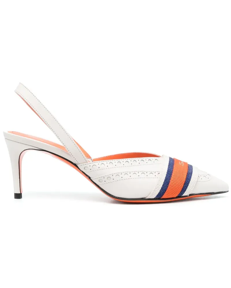 Santoni Spitze Slingback-Pumps - Weiß Weiß