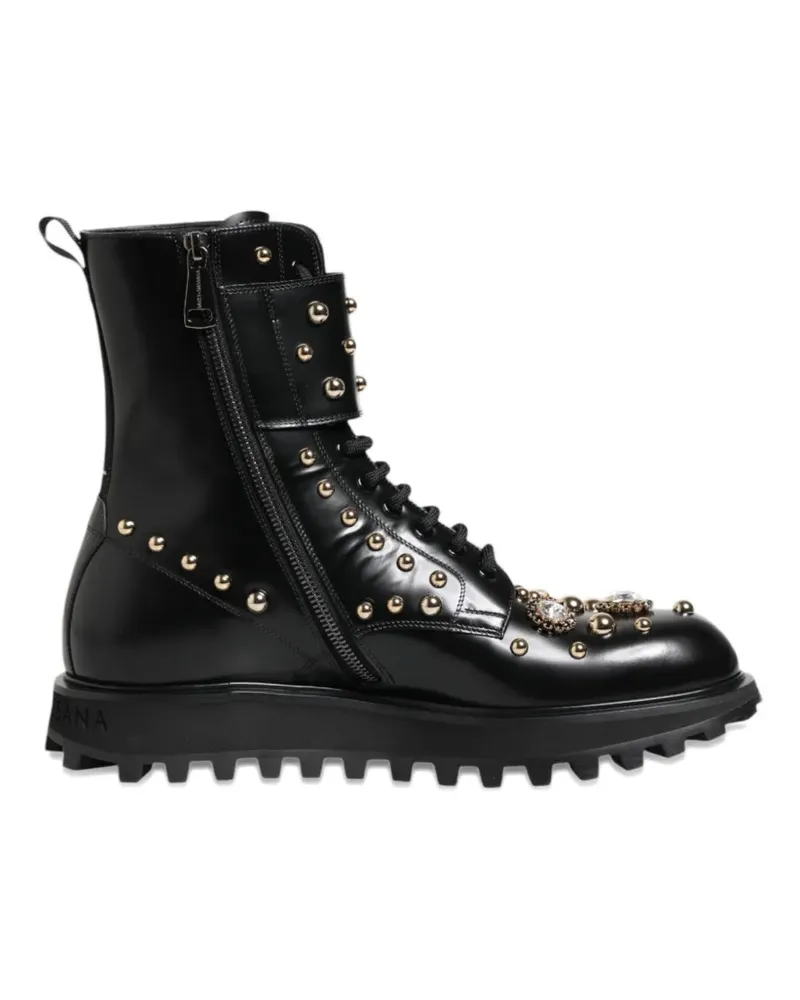 Dolce & Gabbana jewel-embellished biker boots - Schwarz Schwarz