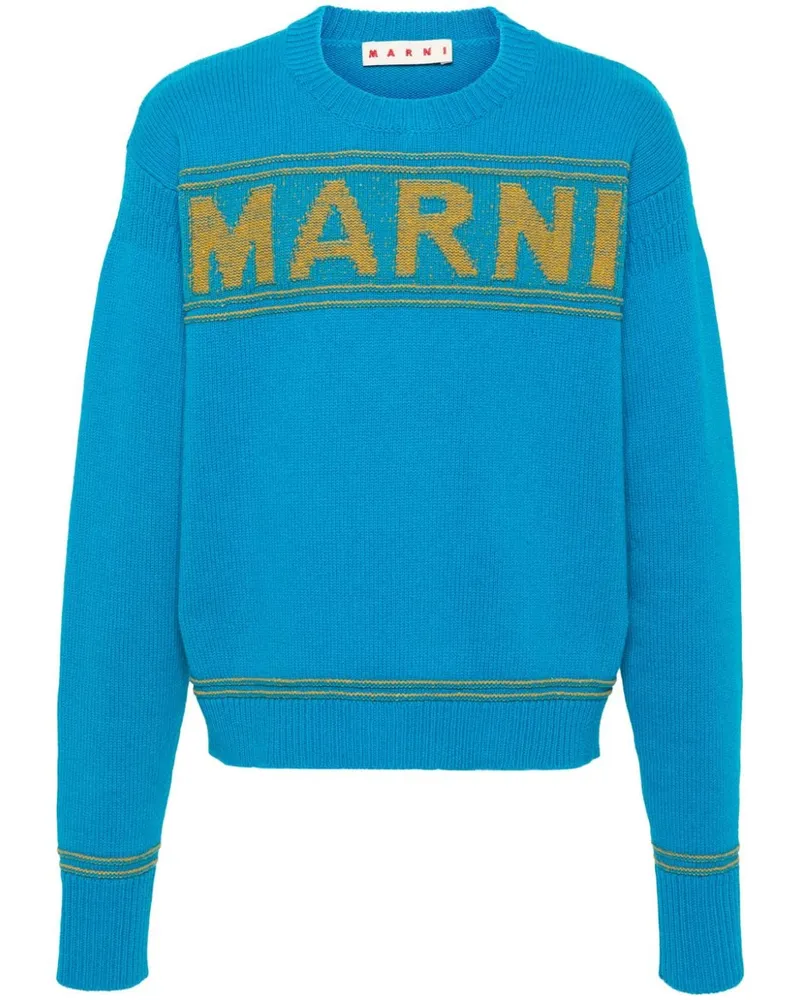 Marni Pullover mit Logo-Intarsie Blau