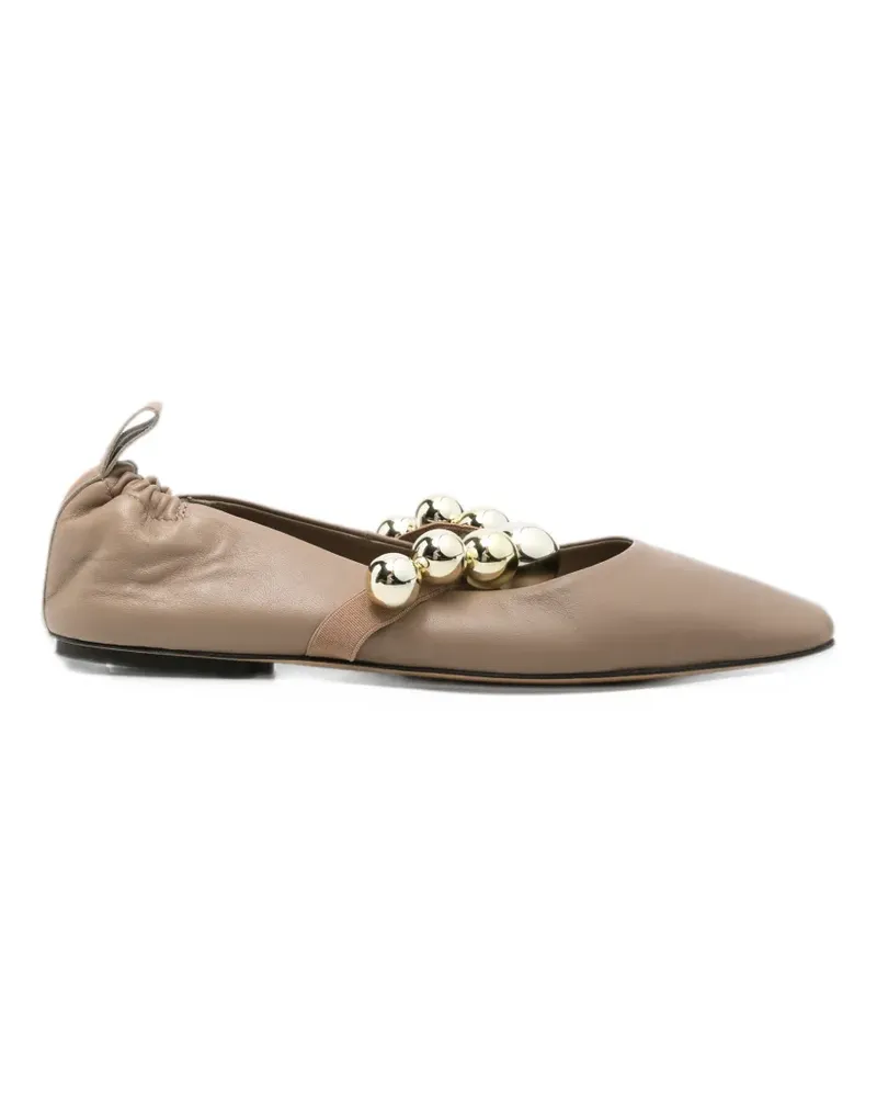 SOULIERS MARTINEZ Flamenca bead-embellished ballet flats - Nude Nude