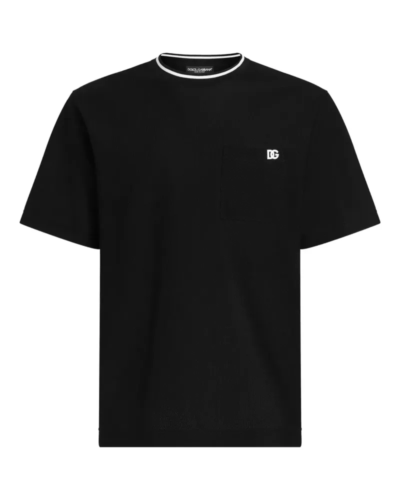 Dolce & Gabbana T-Shirt mit Logo-Stickerei - Schwarz Schwarz
