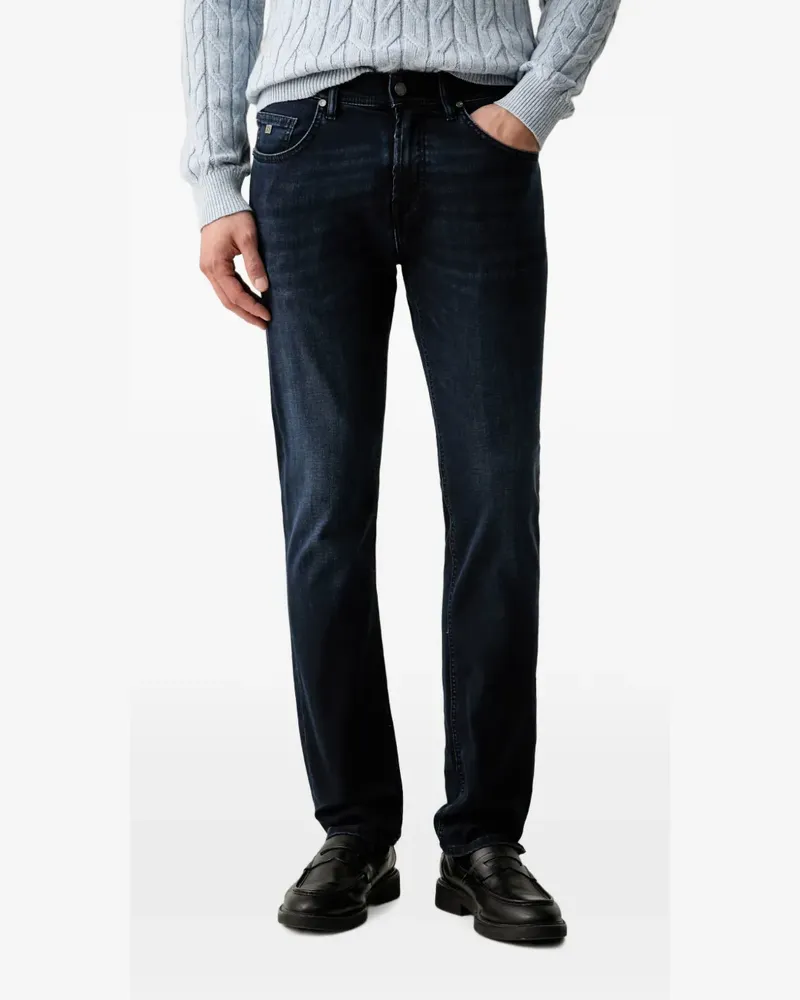Karl Lagerfeld logo-patch whiskered jeans - Blau Blau