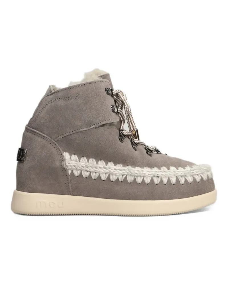 Mou crochet-trim lace-up ankle boots - Grau Grau