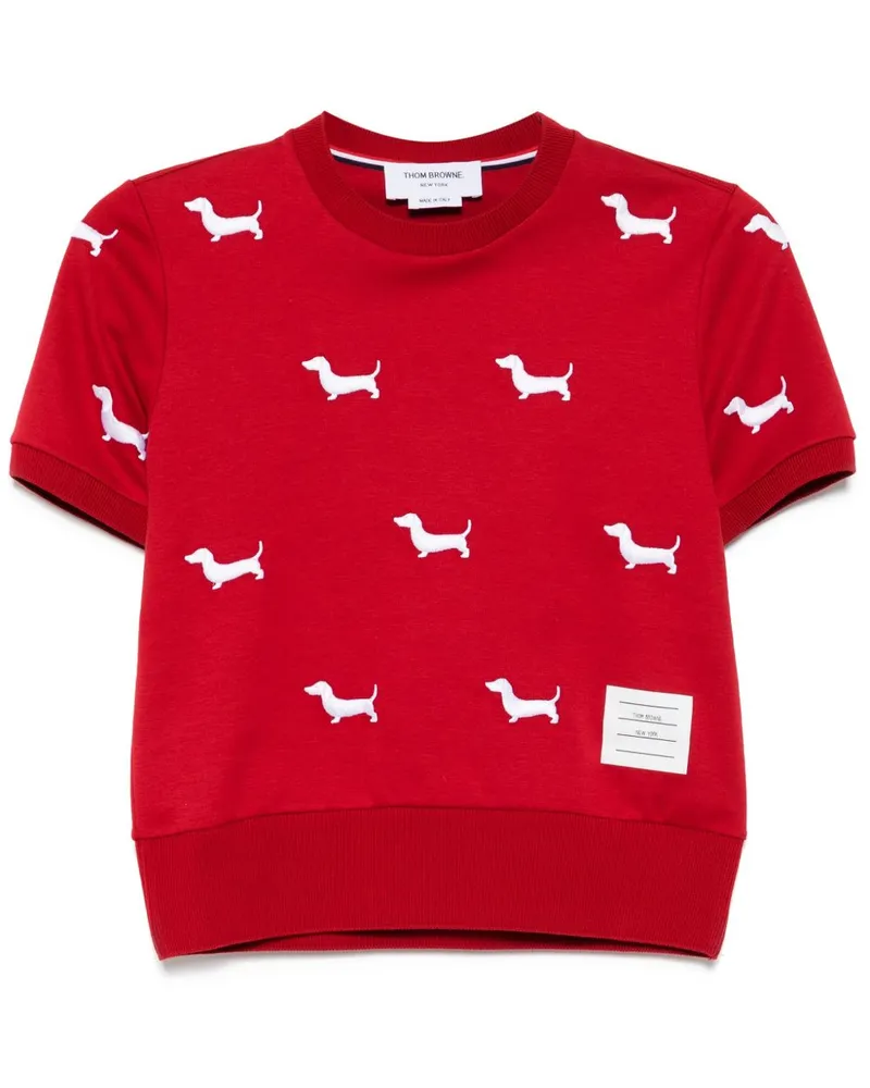 Thom Browne T-Shirt mit gerippten Bündchen - Rot Rot