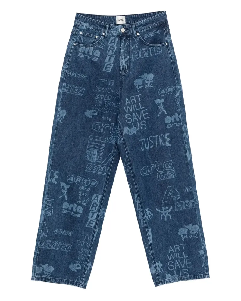 Arte Antwerp Straight-Leg-Jeans mit Print - Blau Blau
