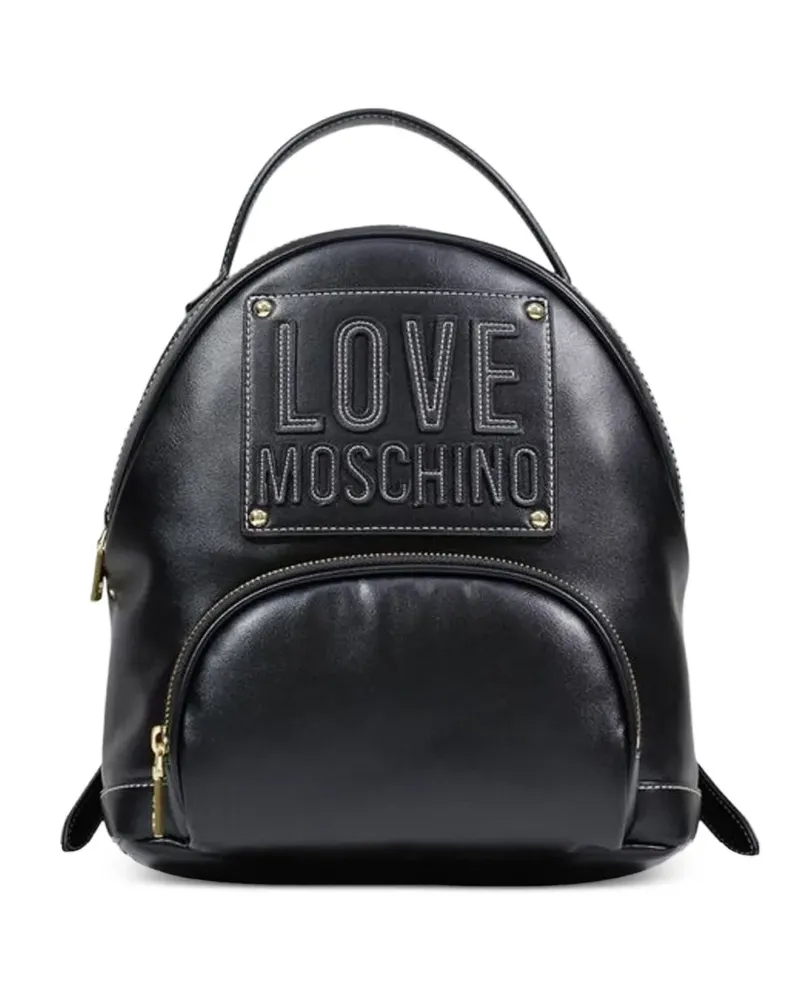 Moschino logo-patch backpack - Schwarz Schwarz