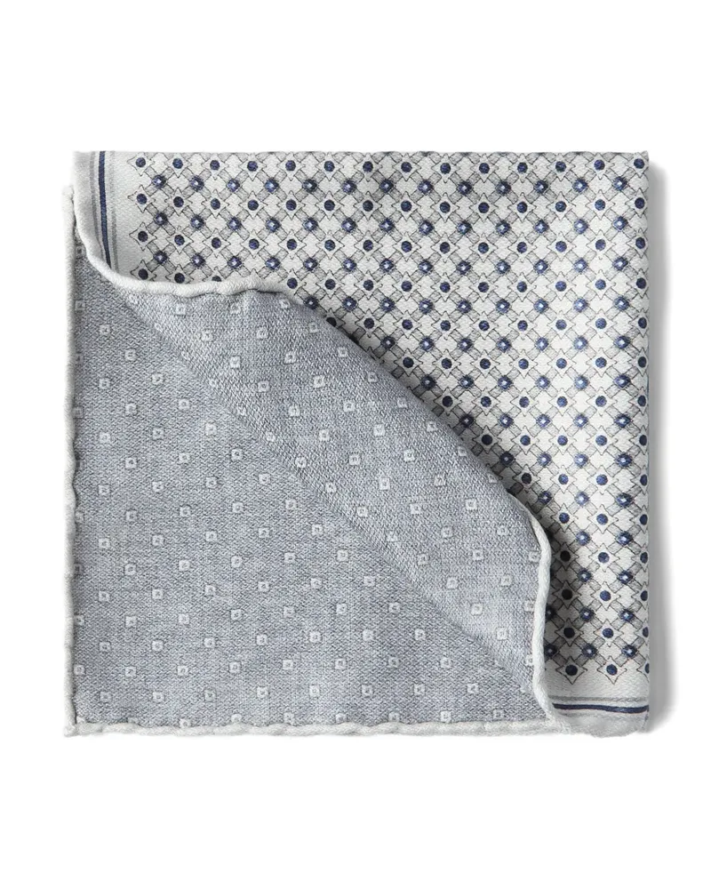 Brunello Cucinelli Gemustertes Einstecktuch aus Seide - Grau Grau