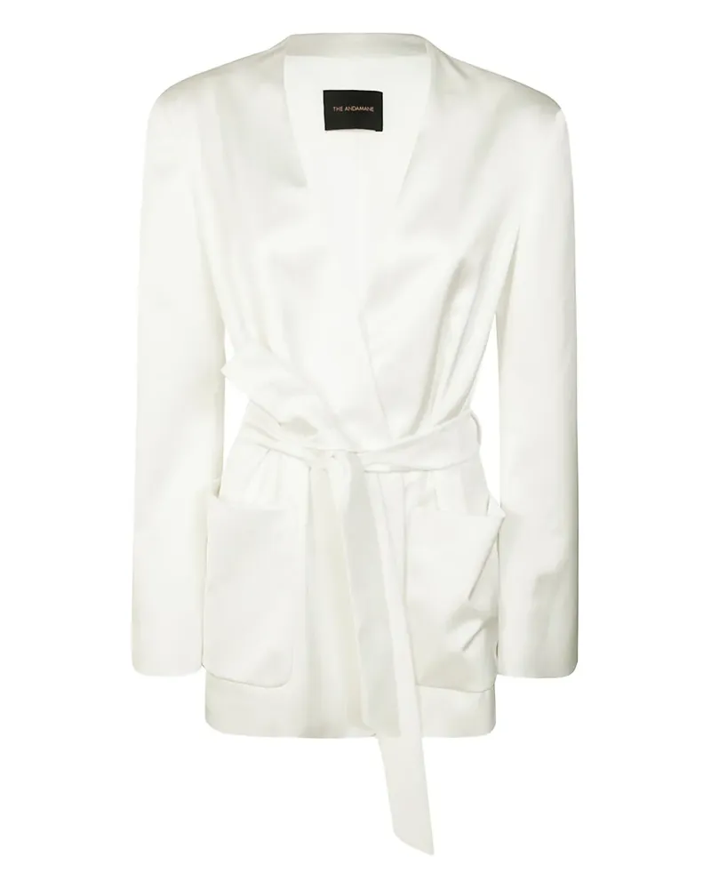 ANDAMANE Wes Blazer mit Bindegürtel - Weiß Weiß