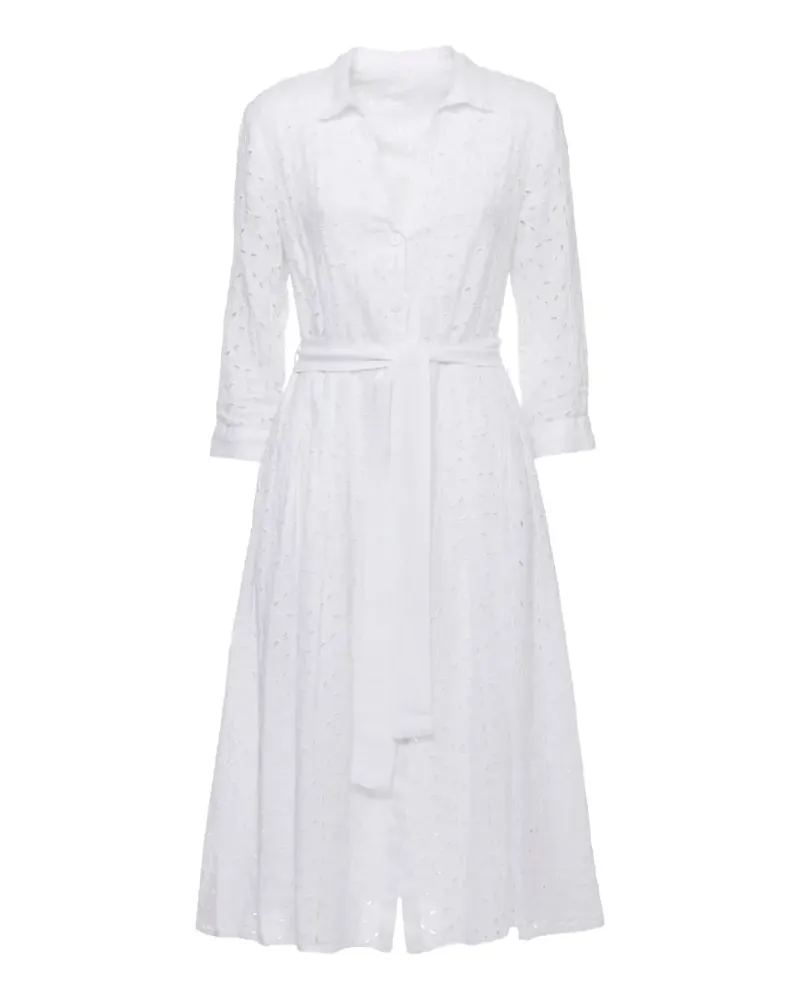 120% Lino broderie-anglaise belted dress - Weiß Weiß