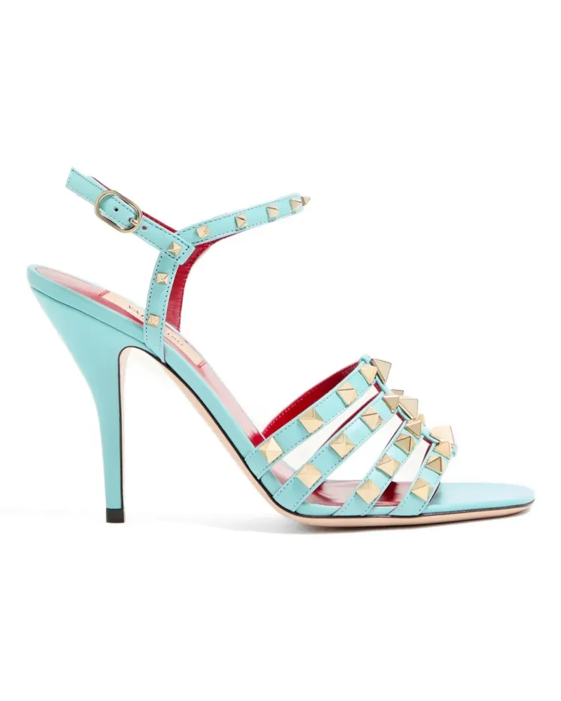 Valentino Garavani Rockstud Sandalen aus Ziegenleder 100mm - Blau Blau