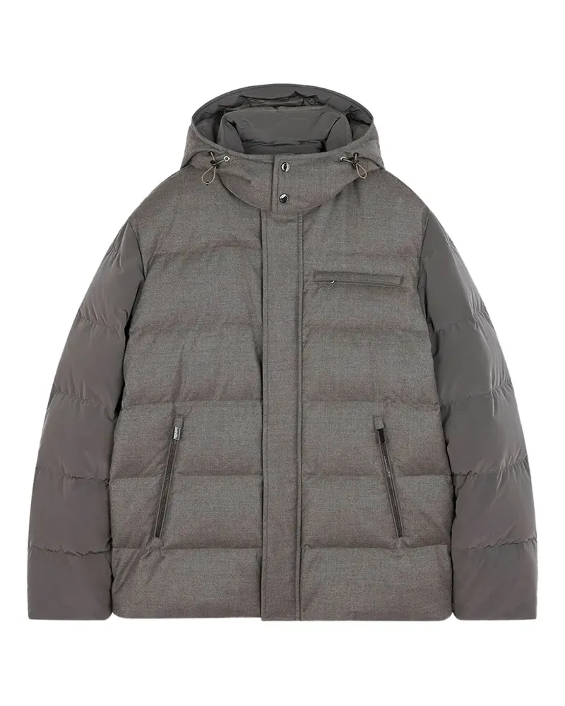 Paul & Shark hooded puffer jacket - 090B TAUPE SUEDE 090b