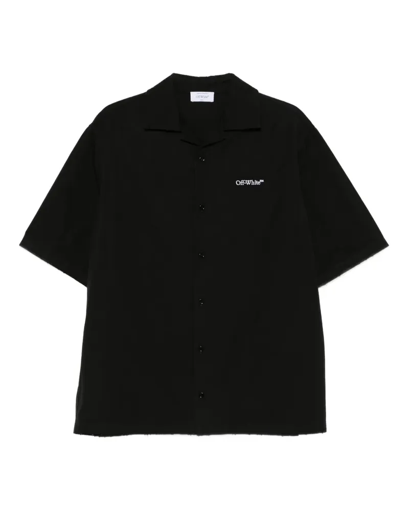 OFF-WHITE Kurzärmeliges Hemd mit Logo-Stickerei - Schwarz Schwarz