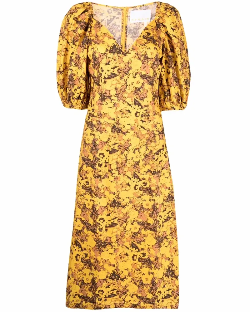 REMAIN Midikleid mit Print - Gelb Gelb