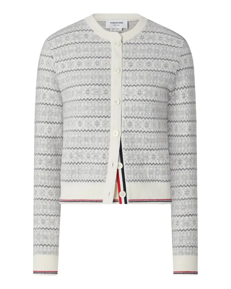 Thom Browne Snowflake Cardigan aus Merinowoll-Jacquard - Weiß Weiß