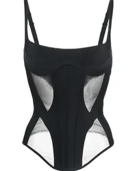 Thierry Mugler Semi-transparentes Top Schwarz