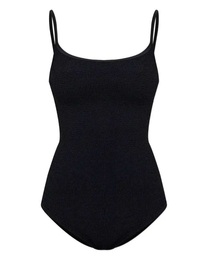 Hunza G Coverage Pamela Badeanzug in Knitteroptik - Schwarz Schwarz