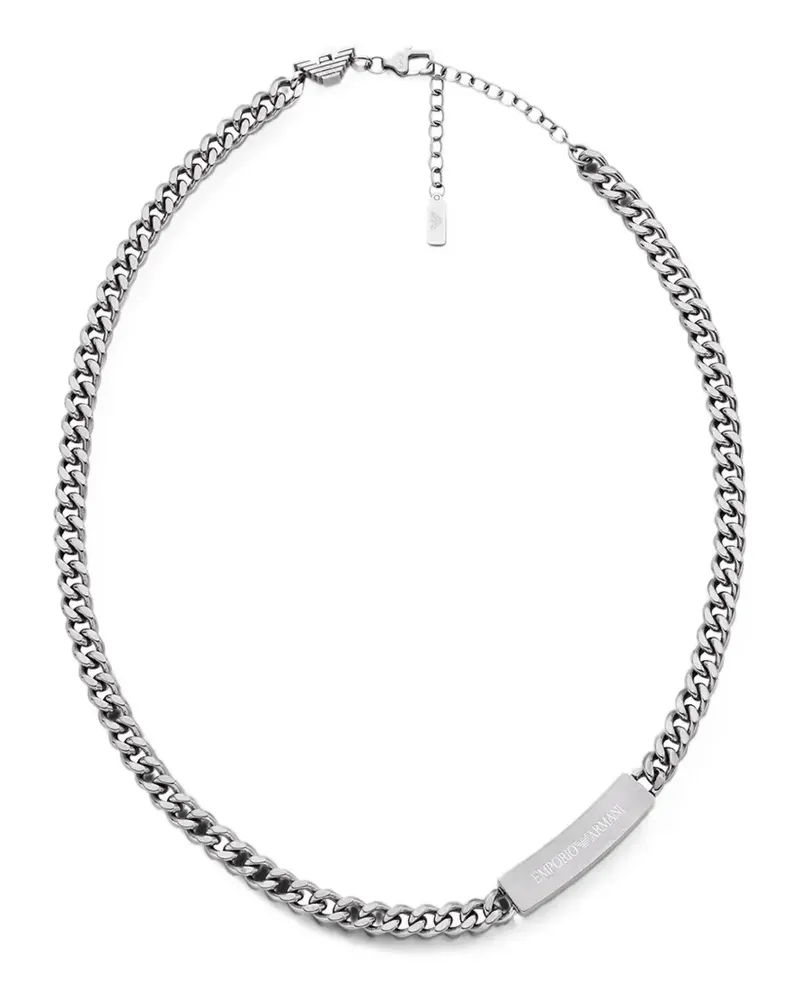 Emporio Armani Panzerkette mit Logo-Schild - Silber Silber