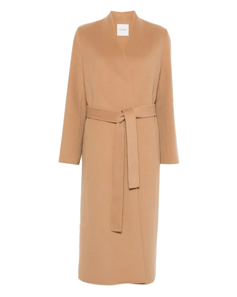Ermanno Scervino logo-appliqué belted coat - Nude Nude