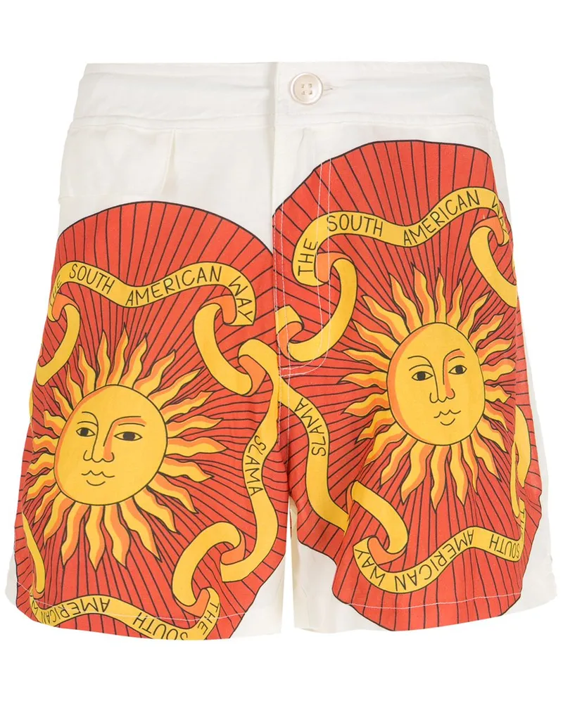 Amir Slama Shorts mit Sol-Print - Weiß Weiß