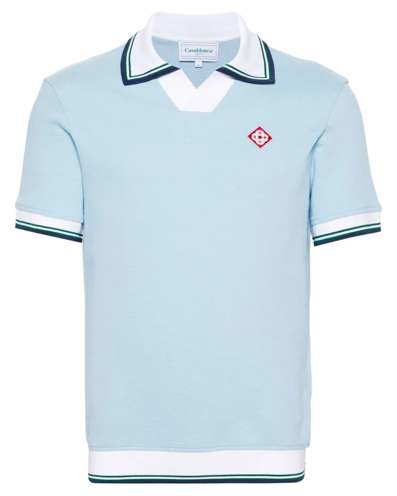 Casablanca Paris Pikee-Poloshirt mit Logo-Patch Blau