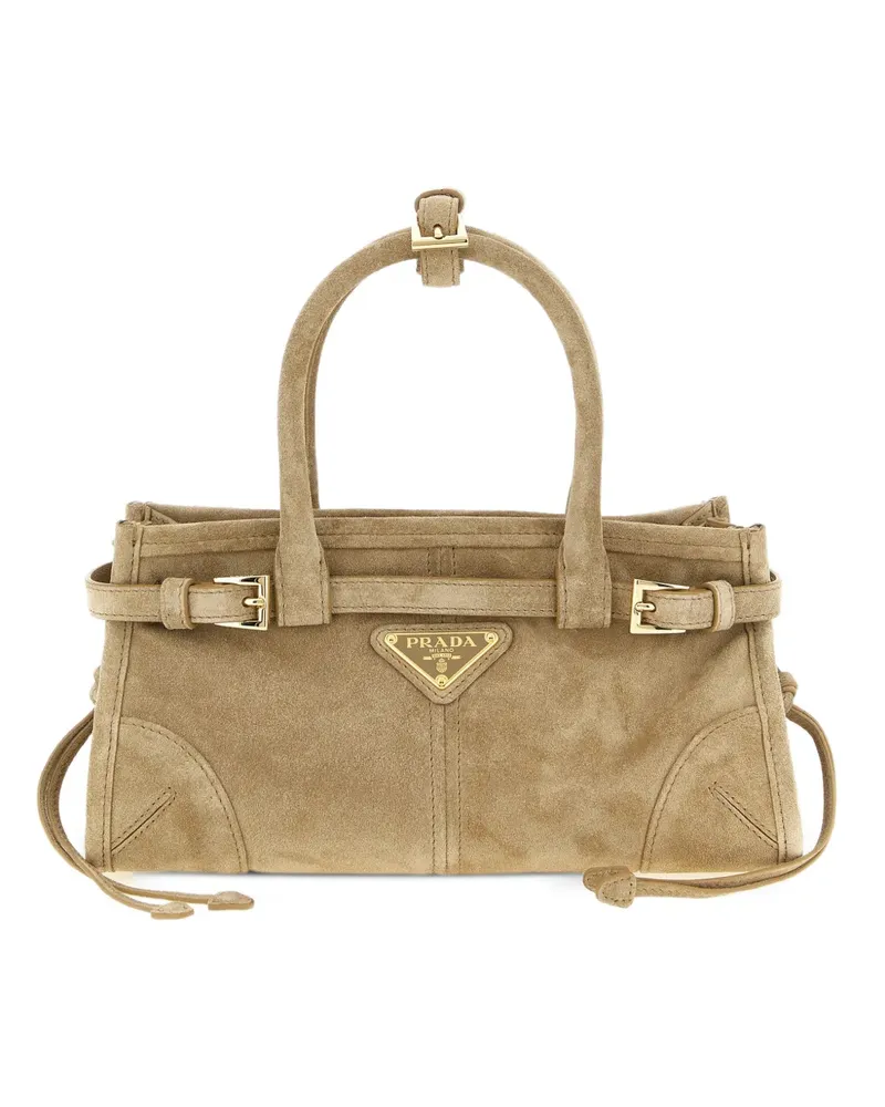 Prada mini Bonnie suede tote bag - Nude Nude