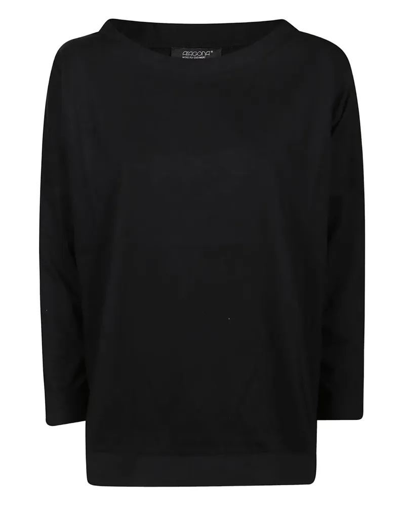 ARAGONA Pullover mit U-Boot-Ausschnitt - Schwarz Schwarz